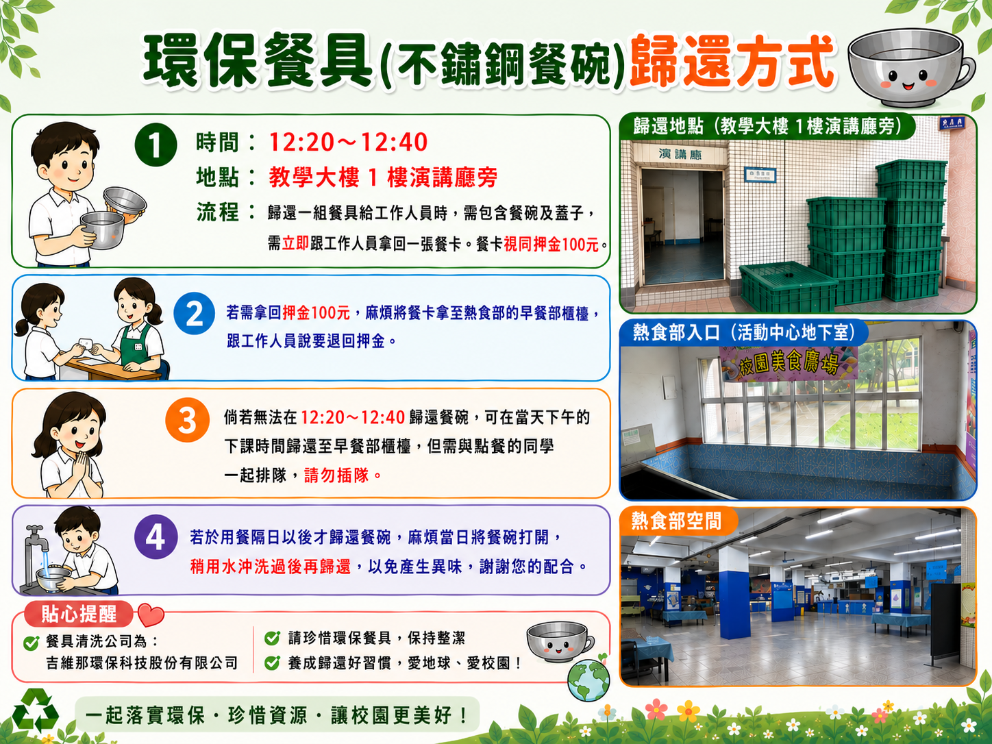 環保餐具(不鏽鋼餐碗)歸還方式